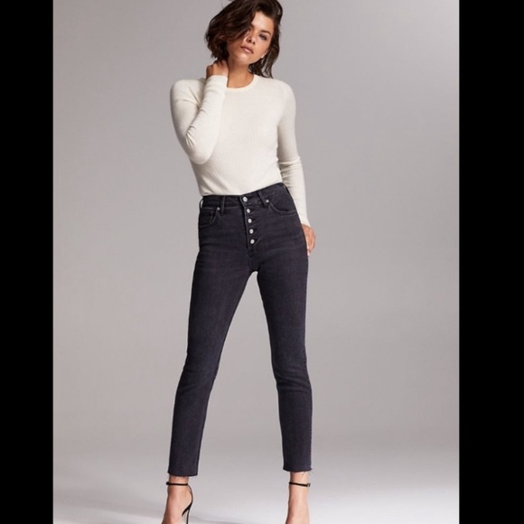 ❗️SOLD❗️Aritzia Denim Forum Yoko High Rise Slim Black - Picture 1 of 5